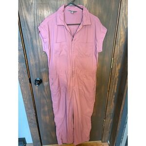 Title Nine Womens Mauve  Utility Jumpsuit Short Sleeve Full Length Size L